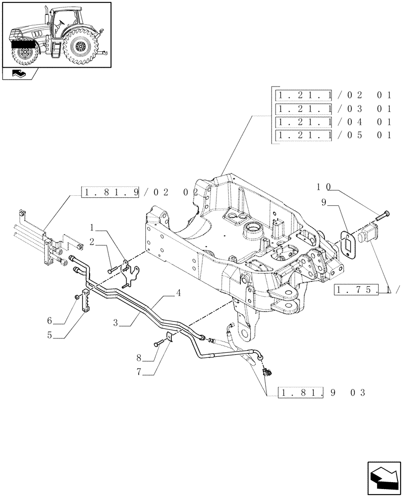 Схема запчастей Case IH PUMA 140 - (1.81.9/02[01]) - TUBES FOR FRONT HPL FROM ELECTROHYDRAULIC REMOTE VALVES - C6778 (VAR.331926) (07) - HYDRAULIC SYSTEM