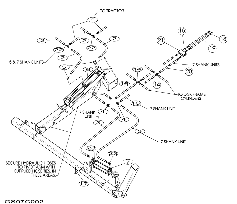 Схема запчастей Case IH 730C - (35.100.04) - DISC LEVELER HYDRAULICS (08) - HYDRAULICS