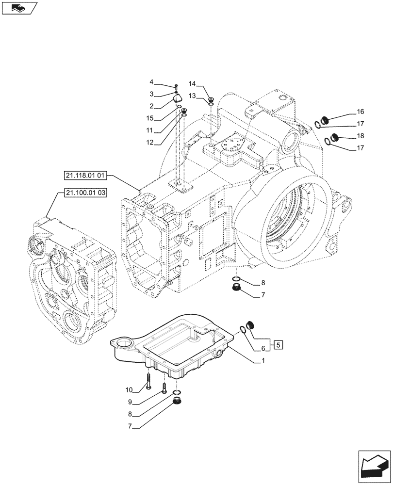 Схема запчастей Case IH PUMA 200 - (21.118.01[02]) - CENTRAL HOUSING / TRANSMISSION BOX (21) - TRANSMISSION