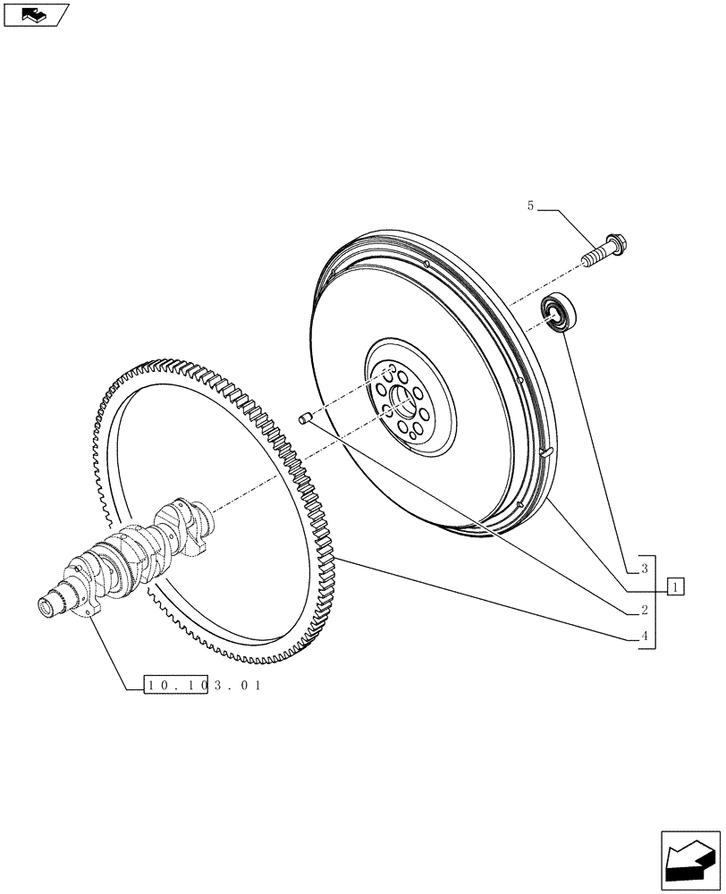 Схема запчастей Case IH FARMALL 65C - (10.103.0201) - ENGINE FLYWHEEL, POWERSHUTTLE (VAR.332068-334068-331069-332069 / 743557) (10) - ENGINE