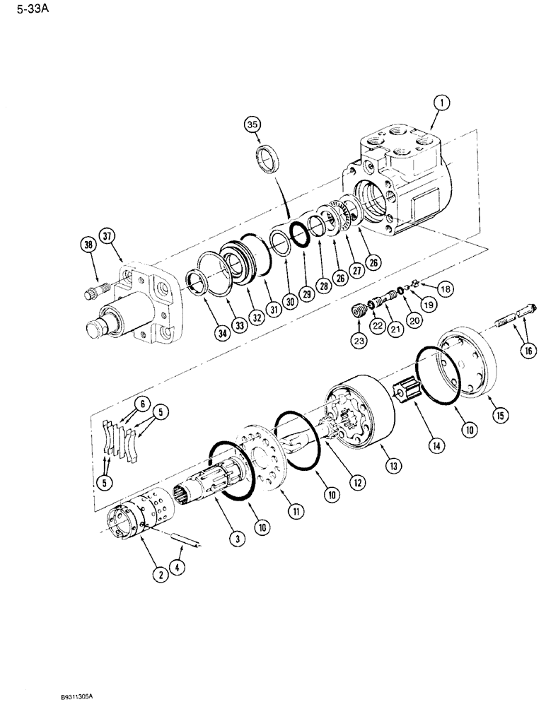 Схема запчастей Case IH 7120 - (5-33A) - STEERING PUMP ASSEMBLY, P/N 1542617C2, EATON PUMP, IF EQUIPPED, MFD TRACTOR (05) - STEERING