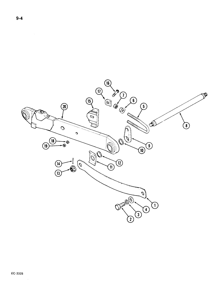 Схема запчастей Case IH 1896 - (9-004) - HITCH SPRINGS, LINKS AND SHAFT, TELESCOPIC LINKS (09) - CHASSIS/ATTACHMENTS