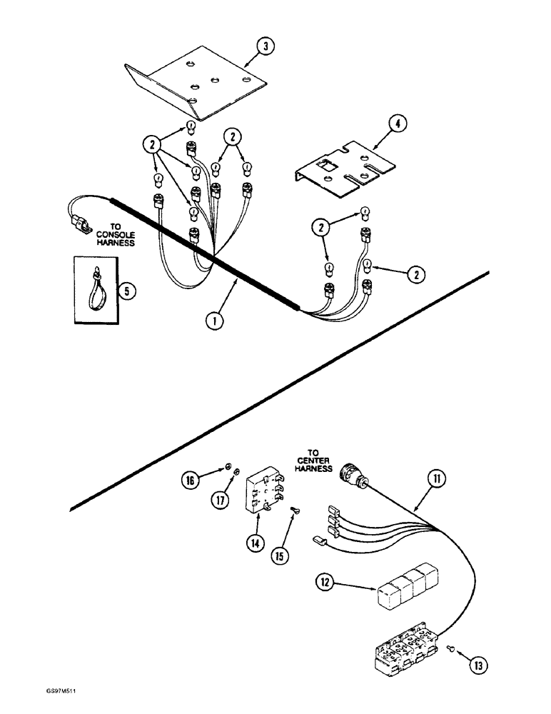 Схема запчастей Case IH 1660 - (4-20) - CONSOLE BACK LIGHTING HARNESS, PRIOR TO P.I.N. JJC0040209 (06) - ELECTRICAL