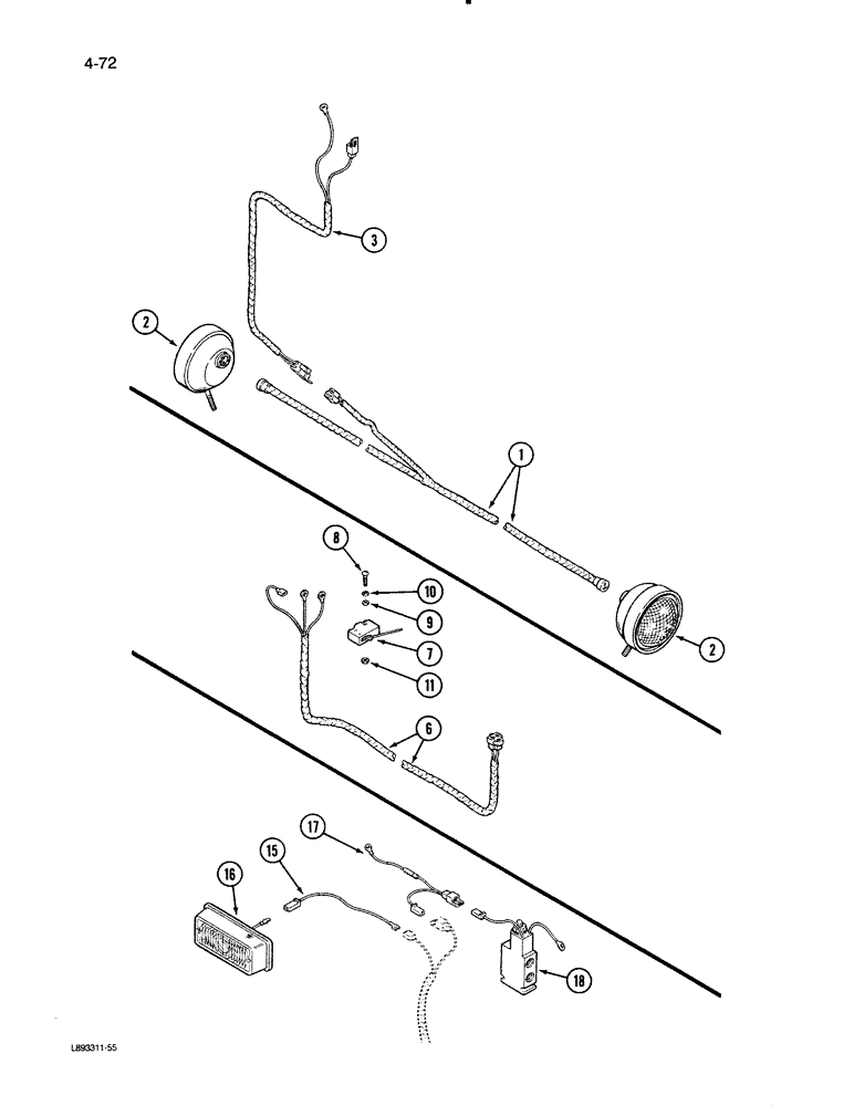 Схема запчастей Case IH 1670 - (4-72) - FEEDER LIGHT HARNESS (06) - ELECTRICAL