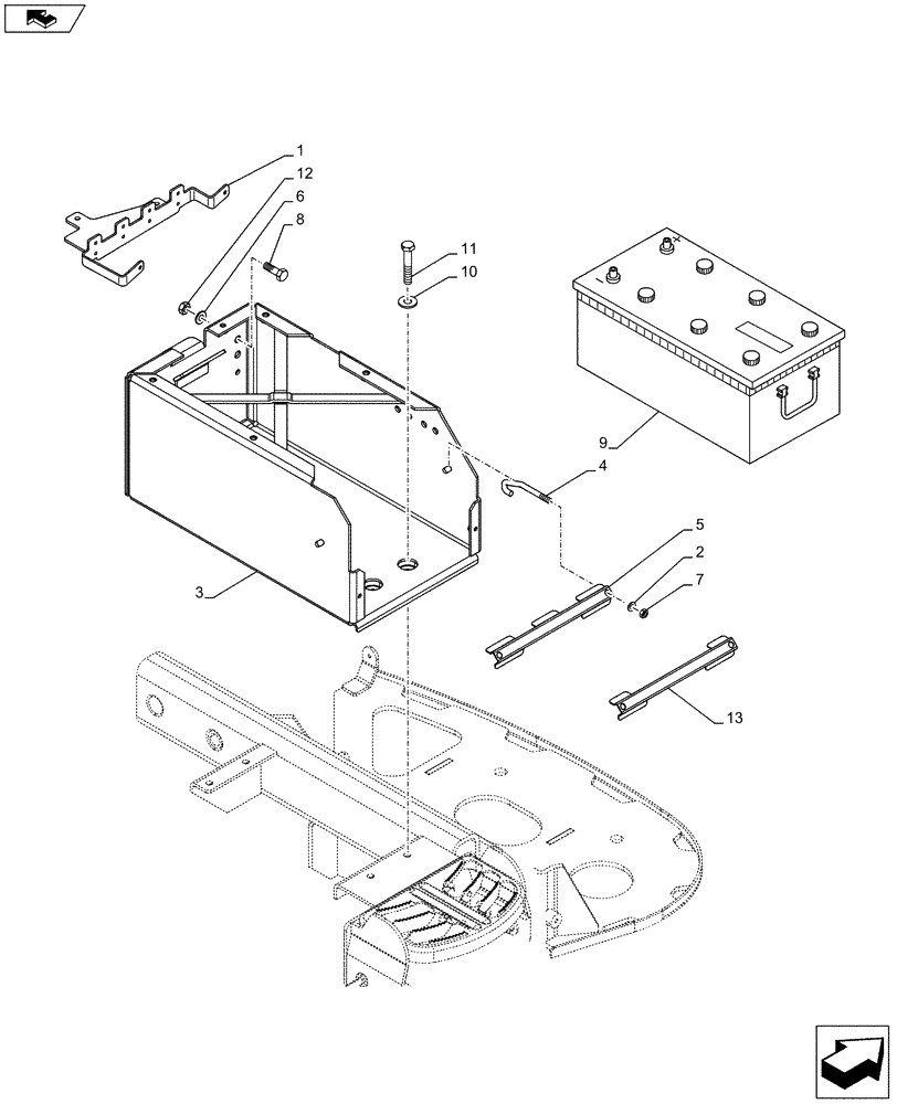 Схема запчастей Case IH PUMA 215 - (55.301.02) - BATTERY, COVERS AND RELATED SUPPORTS (55) - ELECTRICAL SYSTEMS