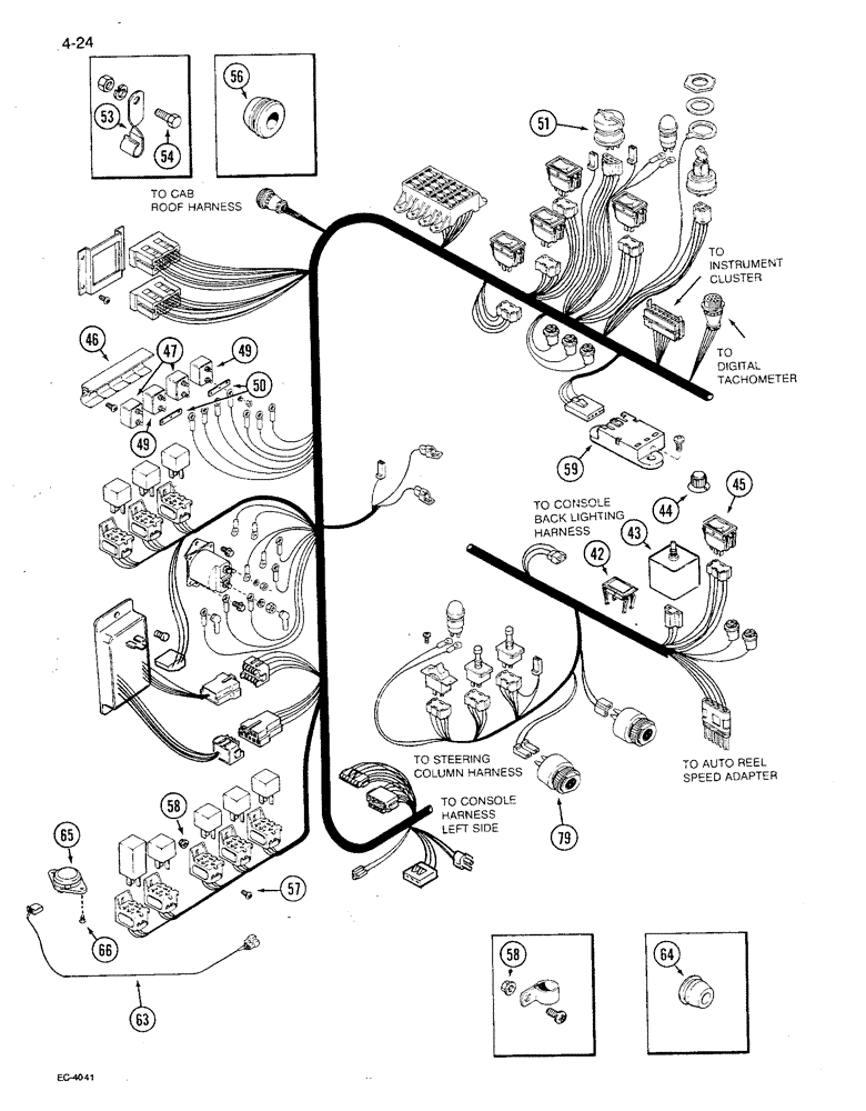 Схема запчастей Case IH 1680 - (4-024) - CONSOLE HARNESS, RIGHT SIDE, P.I.N. JJC0117060 AND AFTER (CONTD) (06) - ELECTRICAL