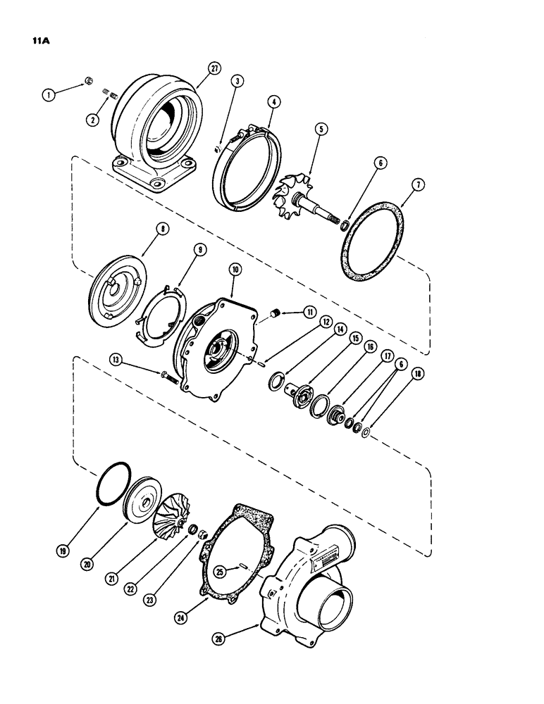 Схема запчастей Case IH 1200 - (011A) - TURBO CHARGER, (451) DIESEL ENGINE (02) - ENGINE