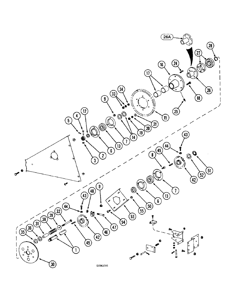 Схема запчастей Case IH 1660 - (9D-30) - ELEVATOR DRIVE JACKSHAFT (16) - GRAIN ELEVATORS & AUGERS