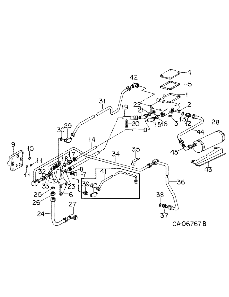 Схема запчастей Case IH 1586 - (10-03) - HYDRAULIC, PRIORITY VALVE AND CONNECTIONS, 1586 TRACTOR WITH SERIAL NO. 21000 AND ABOVE (07) - HYDRAULICS