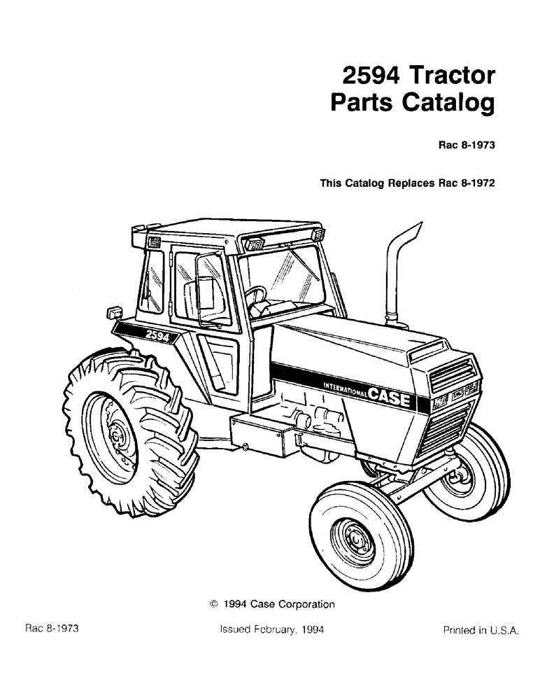 Схема запчастей Case IH 2594 - (1-01) - 2594 TRACTOR PARTS CATALOG (00) - PICTORIAL INDEX