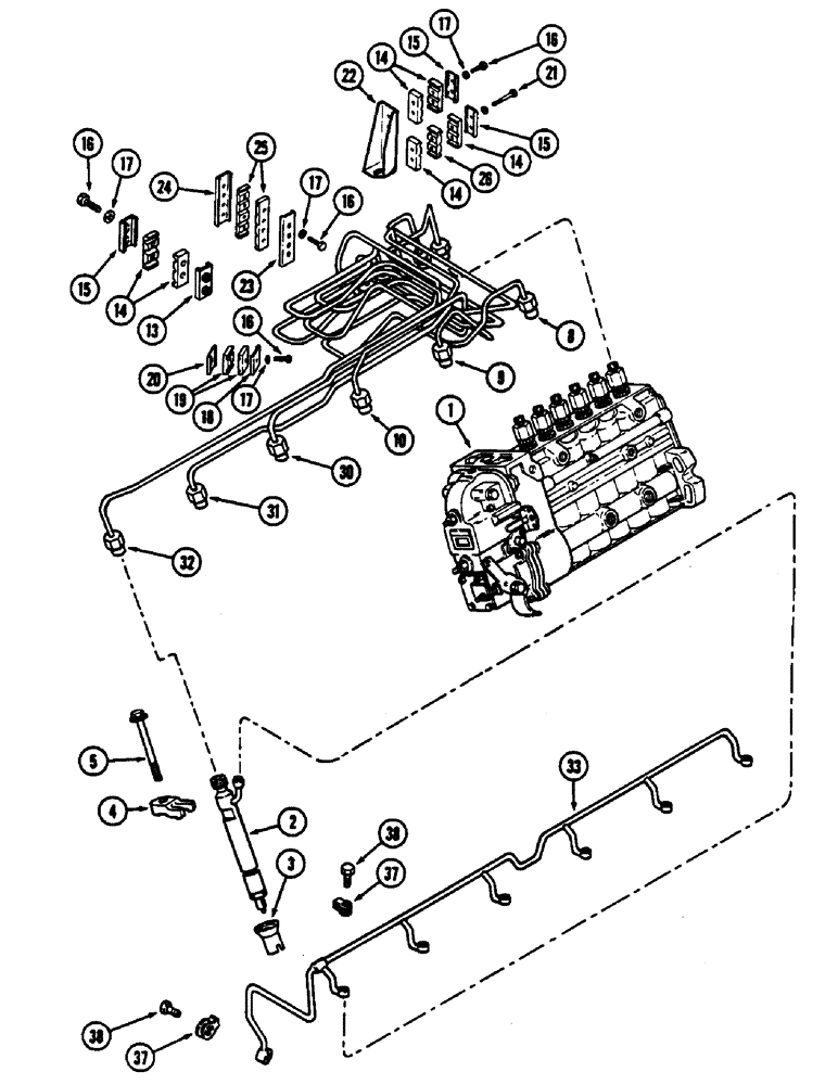 Схема запчастей Case IH 9130 - (04-34) - FUEL INJECTION SYSTEM, 6TA-830 ENGINE (04) - Drive Train