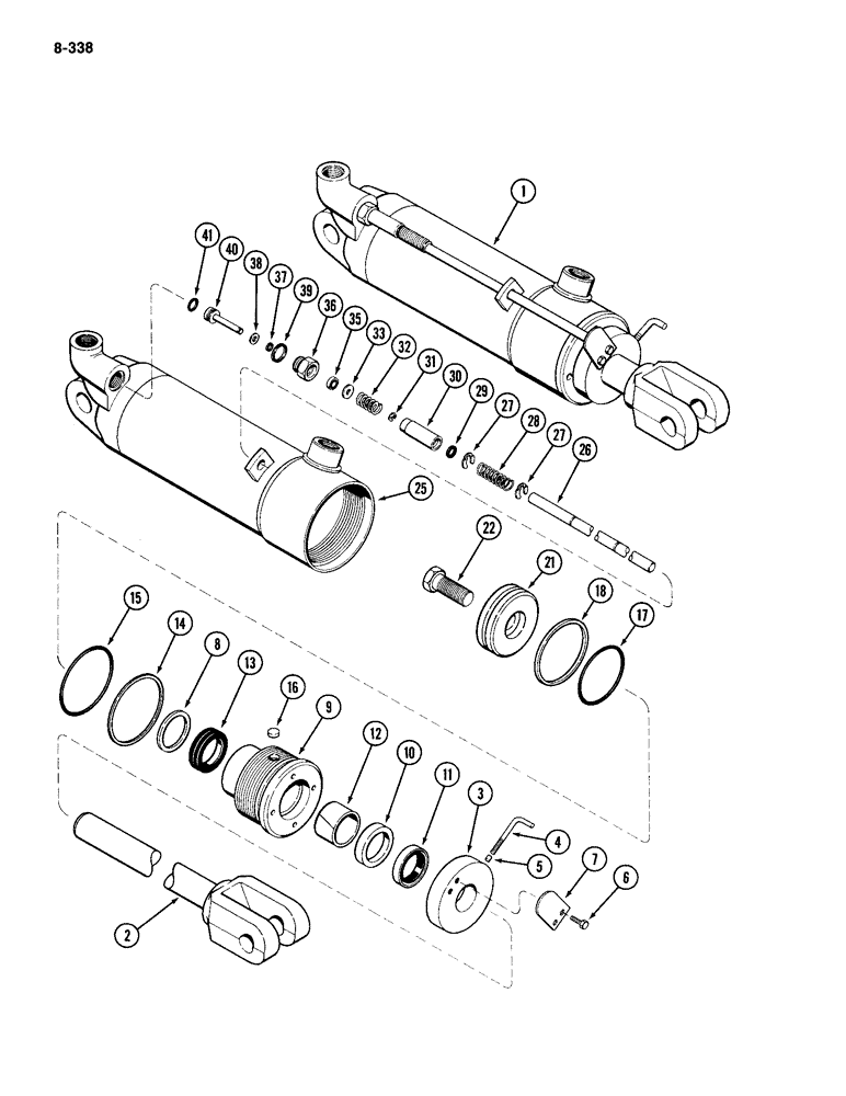 Схема запчастей Case IH 2094 - (8-338) - G33769 REMOTE HYDRAULIC CYLINDER, 4 INCH BORE (102 MM) X 8 INCH STROKE (203 MM) (08) - HYDRAULICS