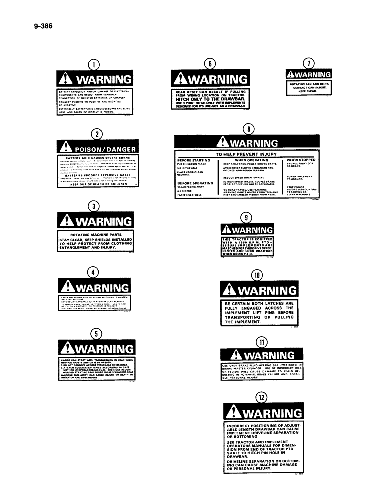 Схема запчастей Case IH 4994 - (9-386) - SAFETY DECALS (09) - CHASSIS/ATTACHMENTS