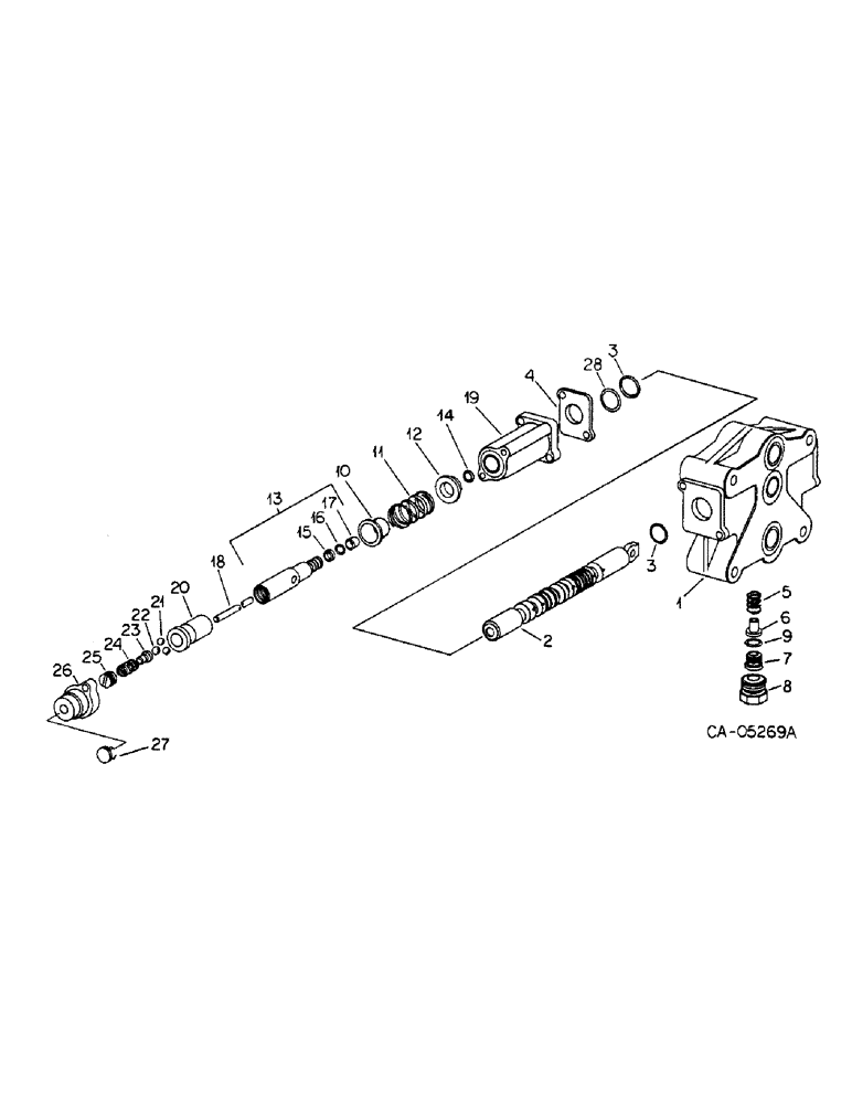 Схема запчастей Case IH HYDRO 186 - (10-45) - HYDRAULIC, OPEN CENTER CONTROL VALVE, TRACTORS WITH HI-CLEAR, H186 WITH SERIAL NO. 11999 AND BELOW (07) - HYDRAULICS