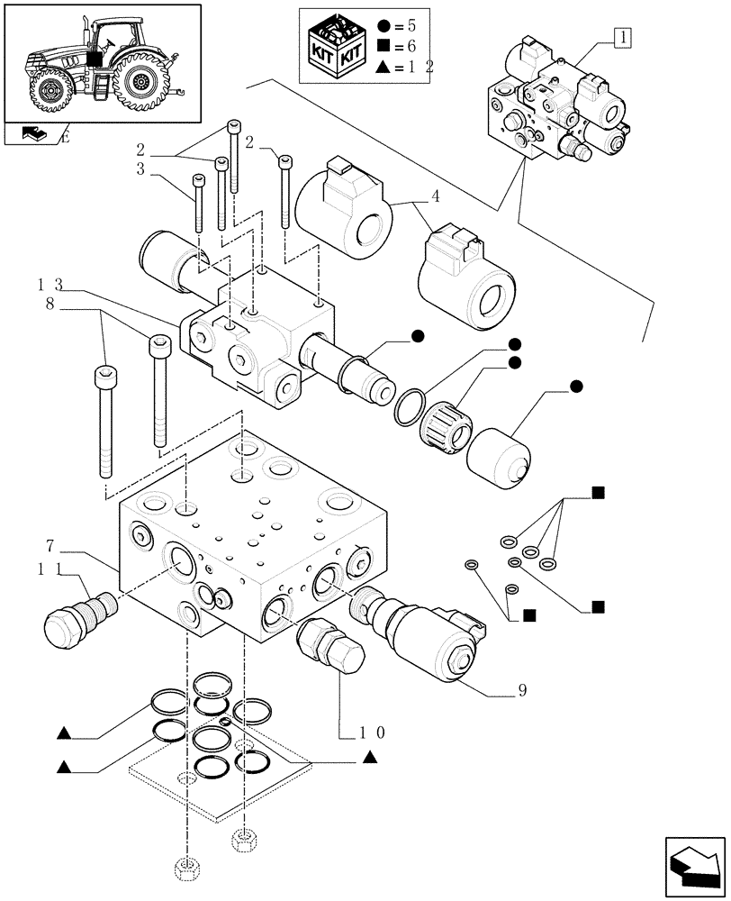 Схема запчастей Case IH PUMA 210 - (1.95.5/02C) - AUTOGUIDANCE VALVES - BREAKDOWN - D6831 (10) - OPERATORS PLATFORM/CAB