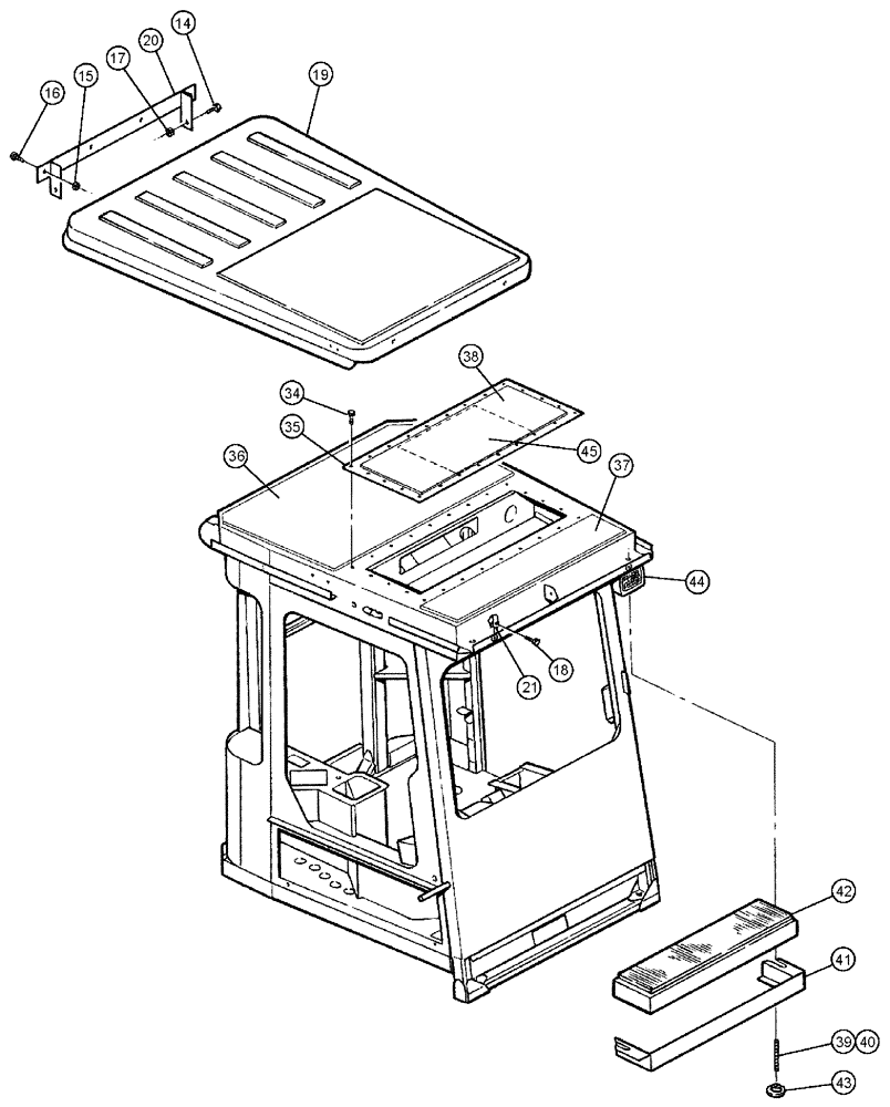 Схема запчастей Case IH 3185 - (02-001) - ROOF ASSEMBLY Cab Exterior