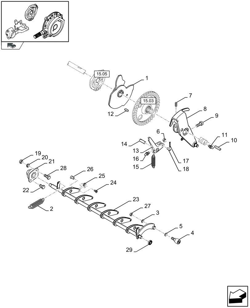 Схема запчастей Case IH LBX432S - (15.04[01]) - KNOTTER TRIP MECHANISM AND TUCKER ARM (15) - KNOTTER /WRAPPER