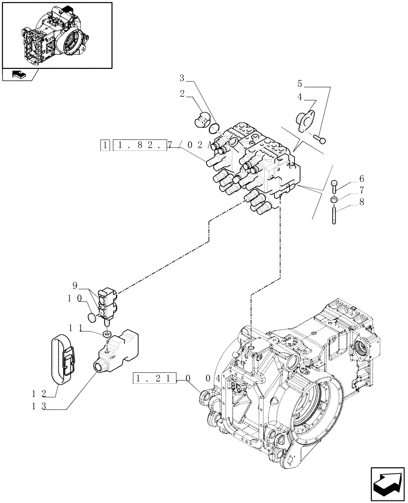 Схема запчастей Case IH PUMA 195 - (1.82.7/02) - (VAR.669) 4 X MECHANICAL BOSCH REMOTES (07) - HYDRAULIC SYSTEM