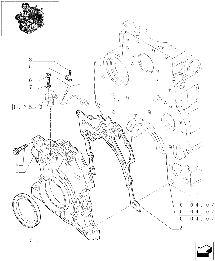 Схема запчастей Case IH MAXXUM 140 - (0.30.0/01) - OIL PUMP ENGINE (STD + VAR.330003-332115-332116) (01) - ENGINE