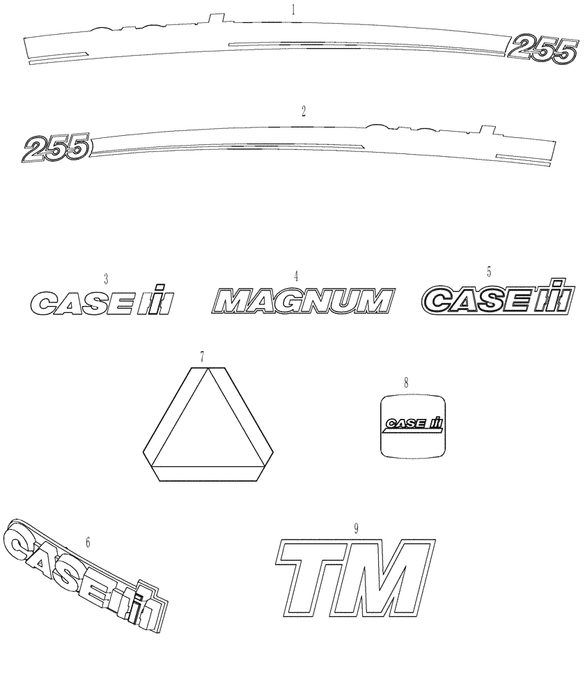 Схема запчастей Case IH MAGNUM 255 - (09-55) - DECALS (09) - CHASSIS/ATTACHMENTS