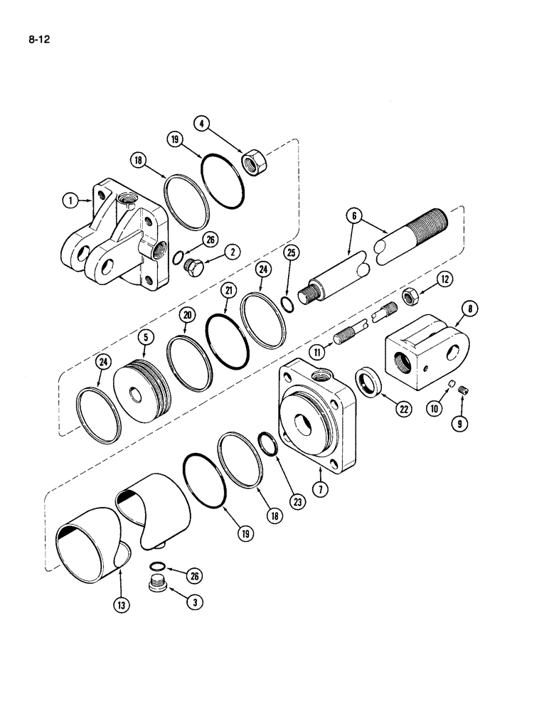 Схема запчастей Case IH 696 - (8-12) - DEPTH CONTROL HYDRAULIC CYLINDER 4 INCH BORE X 12 INCH STROKE (08) - HYDRAULICS