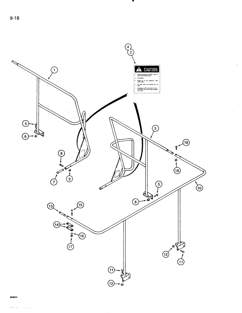 Схема запчастей Case IH 8500 - (9-018) - HOPPER GUARD RAILS, UNITS WITH SIDE GUARD RAILS (09) - CHASSIS/ATTACHMENTS