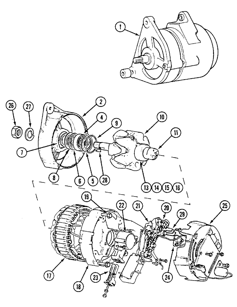 Схема запчастей Case IH 1594 - (4-70) - K306549 ALTERNATOR ASSEMBLY, ENGINES PRIOR TO P.I.N. 11468481 (04) - ELECTRICAL SYSTEMS