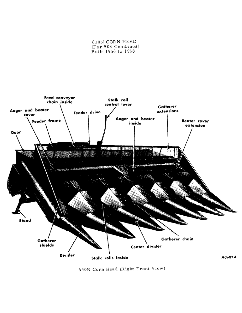 Схема запчастей Case IH 630N - (G-01) - 630N CORN HEAD (RIGHT FRONT VIEW) (00) - GENERAL & PICTORIAL INDEX