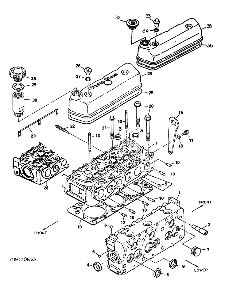 Схема запчастей Case IH 274 - (12-04) - POWER, DIESEL ENGINE, NISSAN, CYLINDER HEAD AND CONNECTIONS Power