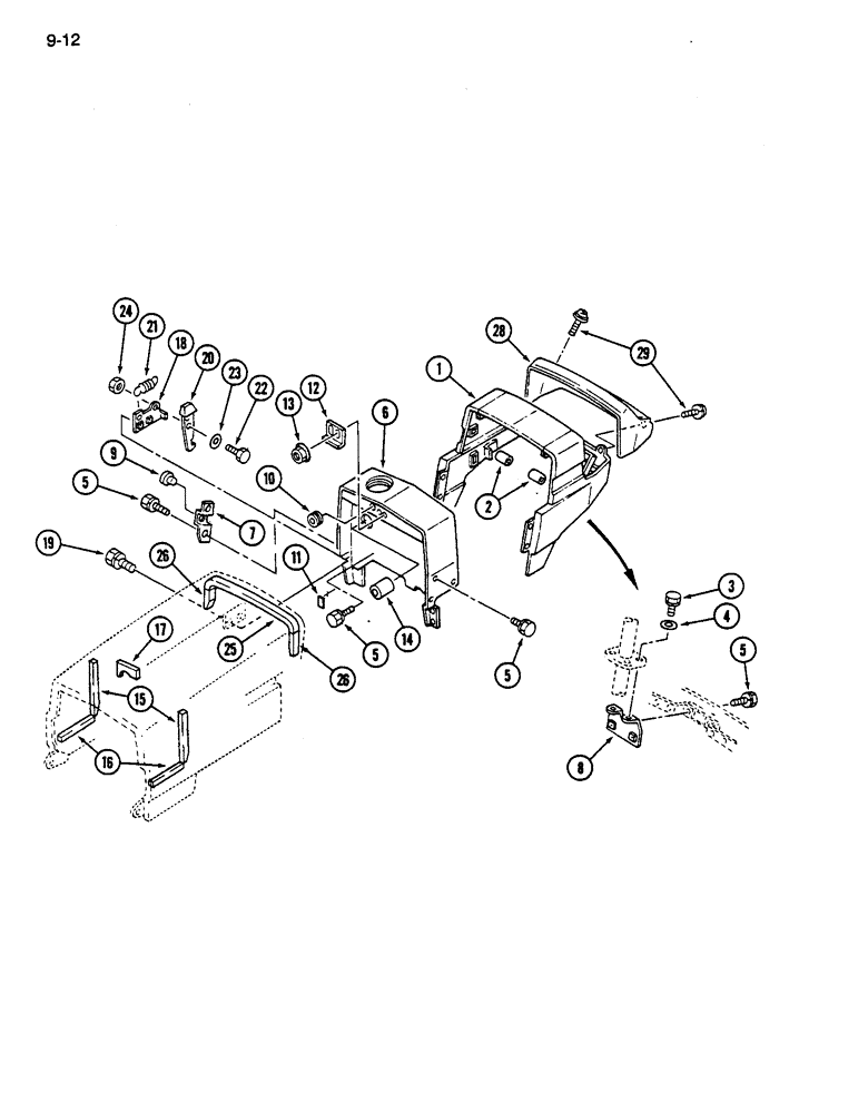 Схема запчастей Case IH 255 - (9-12) - INSTRUMENT PANEL SHROUD, FUEL TANK COVER AND HOOD SEAL (09) - CHASSIS/ATTACHMENTS