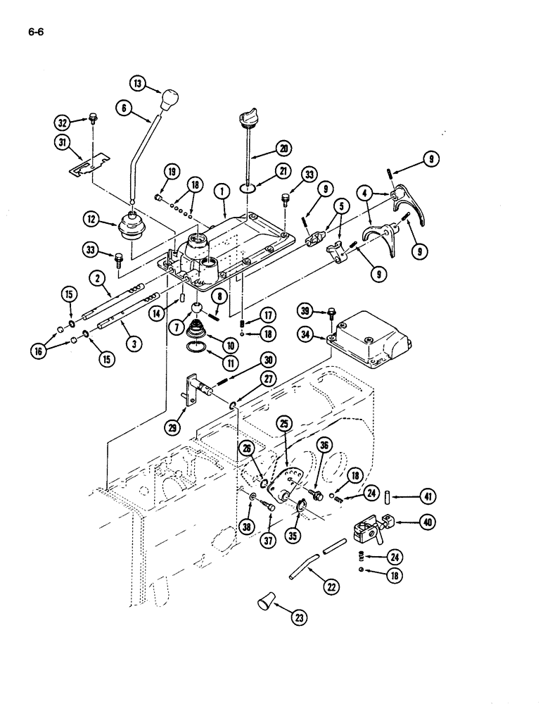 Схема запчастей Case IH 245 - (6-06) - GEAR SHIFT LINKAGE AND MECHANISM, RANGE SHIFT LINKAGE, CONSTANT MESH TRANSMISSION (06) - POWER TRAIN