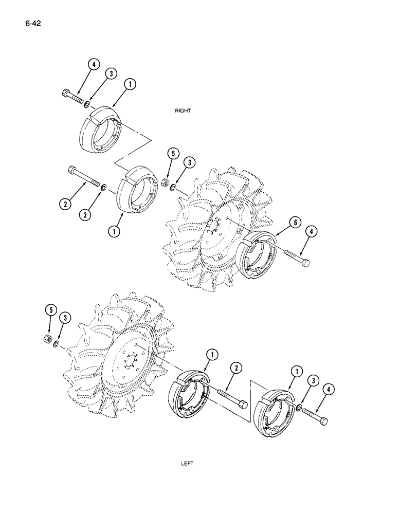 Схема запчастей Case IH 265 - (6-42) - REAR WHEEL WEIGHTS, 24 AND 28 INCH DIAMETER WHEELS (06) - POWER TRAIN