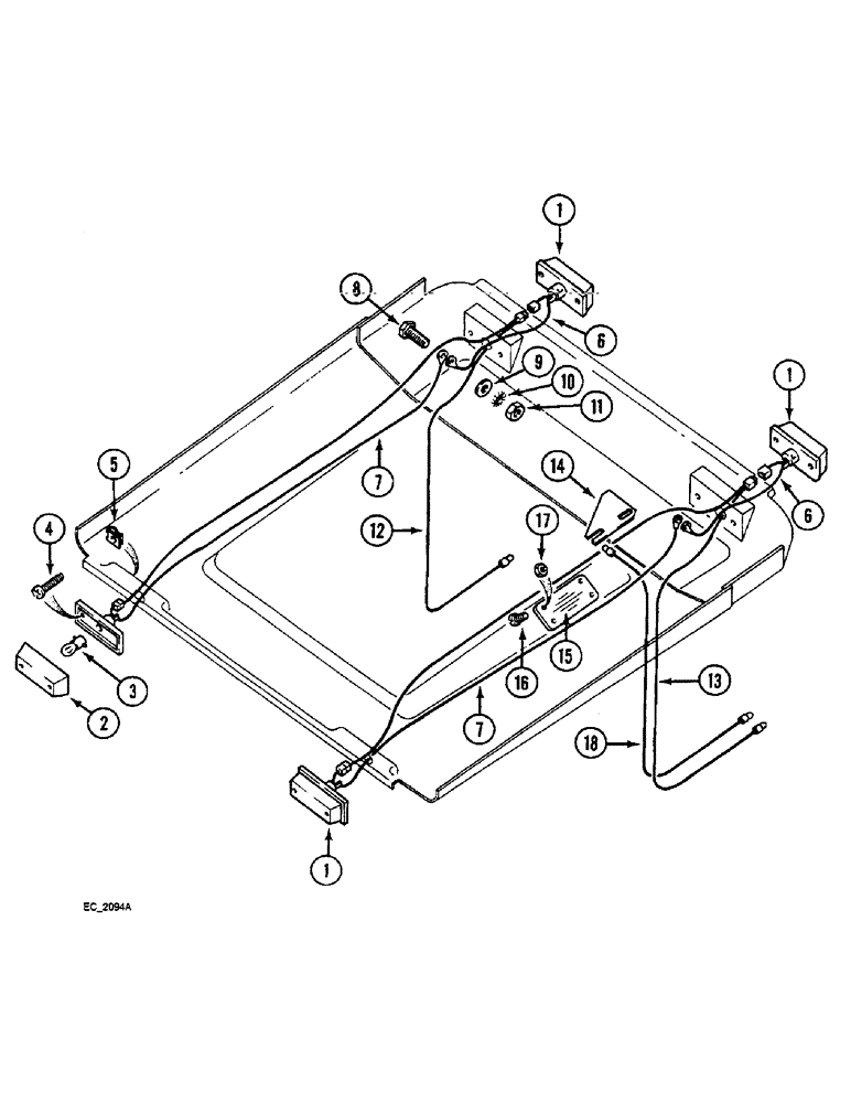 Схема запчастей Case IH 4240 - (4-42) - ROPS CANOPY WIRING AND LIGHTS (04) - ELECTRICAL SYSTEMS