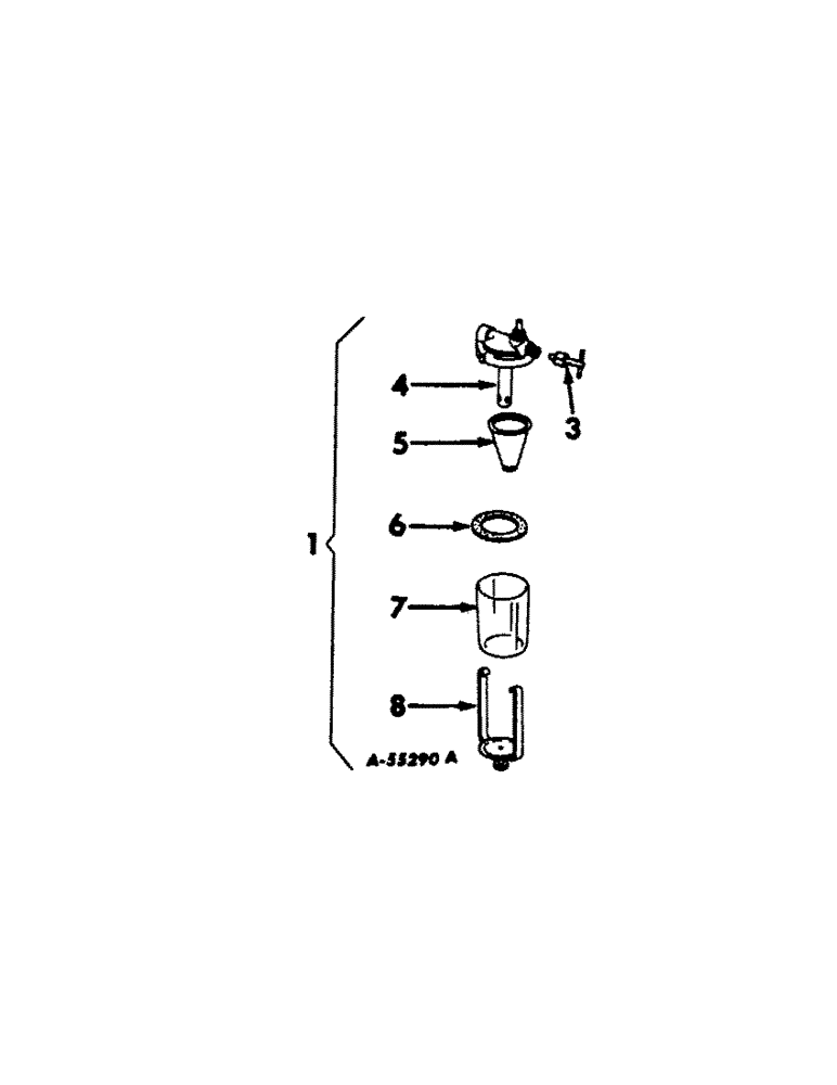 Схема запчастей Case IH 560 - (065[A]) - FUEL SYSTEM, FUEL STRAINER AND WATER TRAP (02) - FUEL SYSTEM