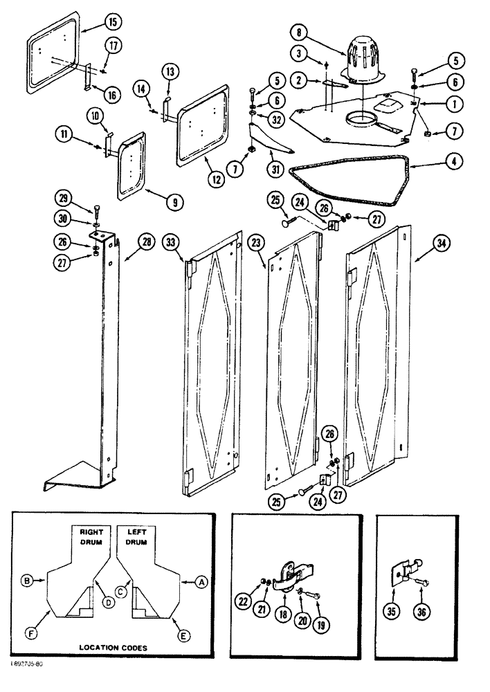 Схема запчастей Case IH 1822 - (9A-092) - DOOR AND COVER, 1822 COTTON PICKER (13) - PICKING SYSTEM