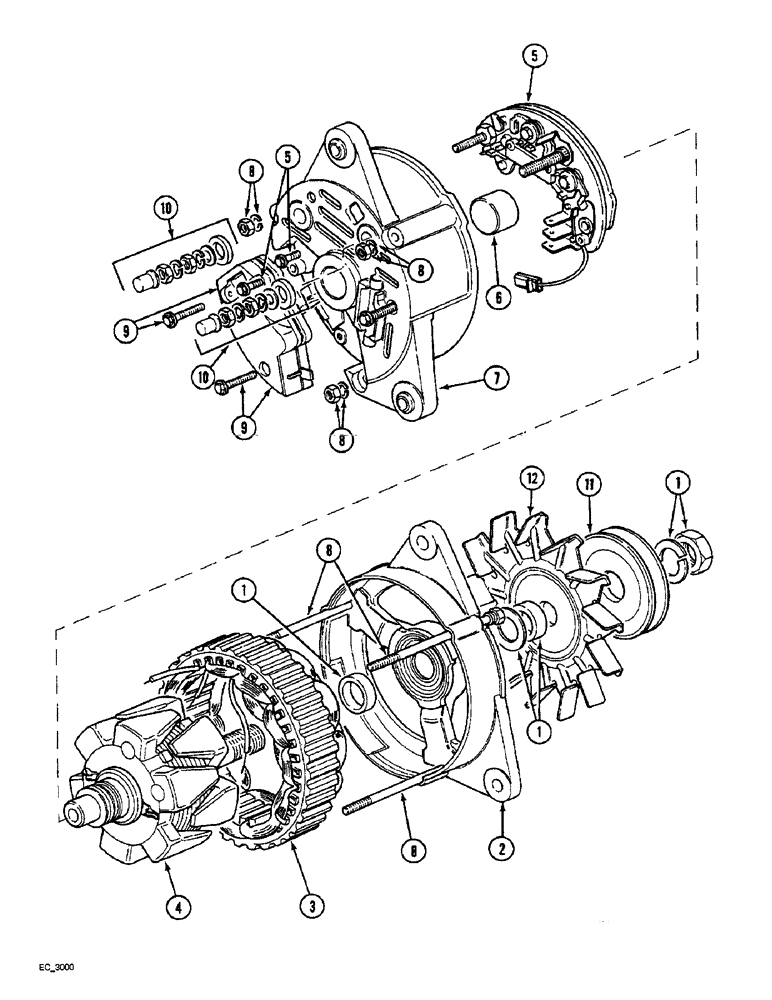 Схема запчастей Case IH 4240 - (4-52) - ALTERNATOR ASSEMBLY, LUCAS 45 AMP (04) - ELECTRICAL SYSTEMS