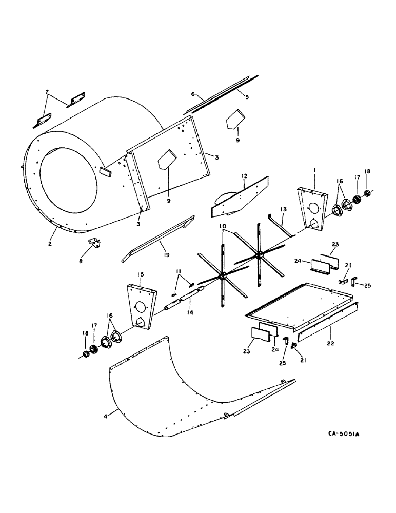 Схема запчастей Case IH 715 - (24-01) - CLEANING FAN, FAN WIND DEFLECTOR AND SEPARATOR FAN (15) - CLEANING