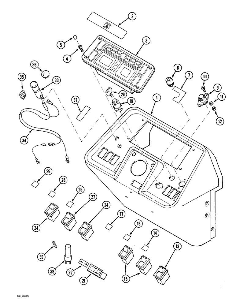 Схема запчастей Case IH 3220 - (4-028) - INSTRUMENTS AND SWITCHES, TRACTOR WITH CAB (04) - ELECTRICAL SYSTEMS