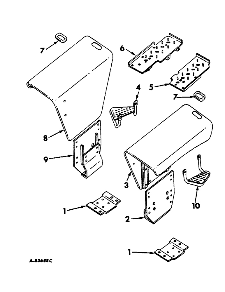 Схема запчастей Case IH 504 - (267) - SHEET METAL, GRILLES & FENDERS, DELUXE FLAT TOP FENDERS, PLATFORMS & MOUNTING STEPS Sheet Metal, Grilles & Fenders