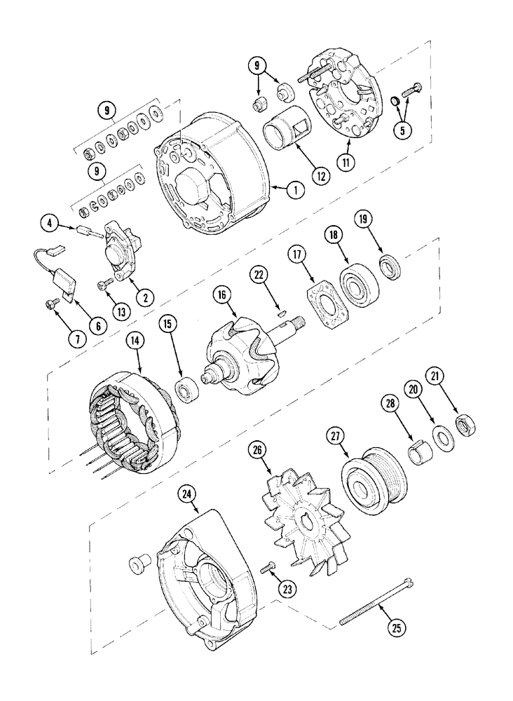 Схема запчастей Case IH MX135 - (04-19) - ALTERNATOR - 65 AMP (04) - ELECTRICAL SYSTEMS