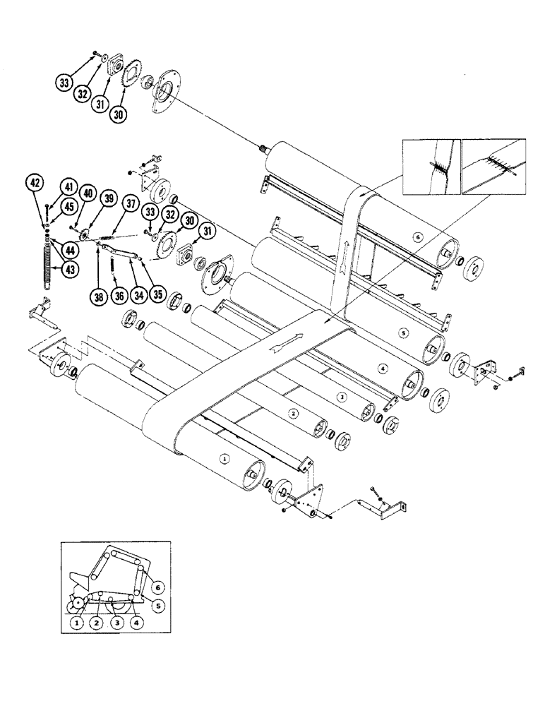 Схема запчастей Case IH 3450 - (48) - BELTS & ROLLER ASSYS 1 - 6, MACHINES W/ 1.378" (35 MM) ID BEARINGS, PRIOR TO P.I.N. 001280, CONTD 