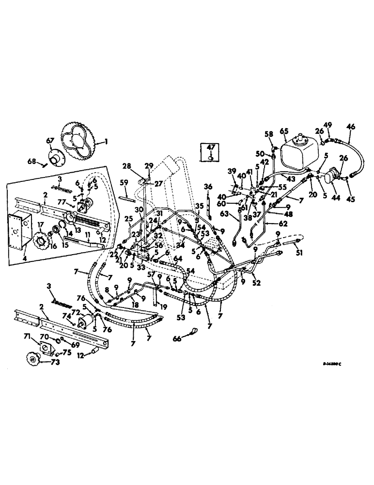 Схема запчастей Case IH 403 - (211) - HYDRAULIC REEL DRIVE CHAIN REDUCTION DIAGRAM, WITH HYDROSTATIC GROUND DRIVE (58) - ATTACHMENTS/HEADERS