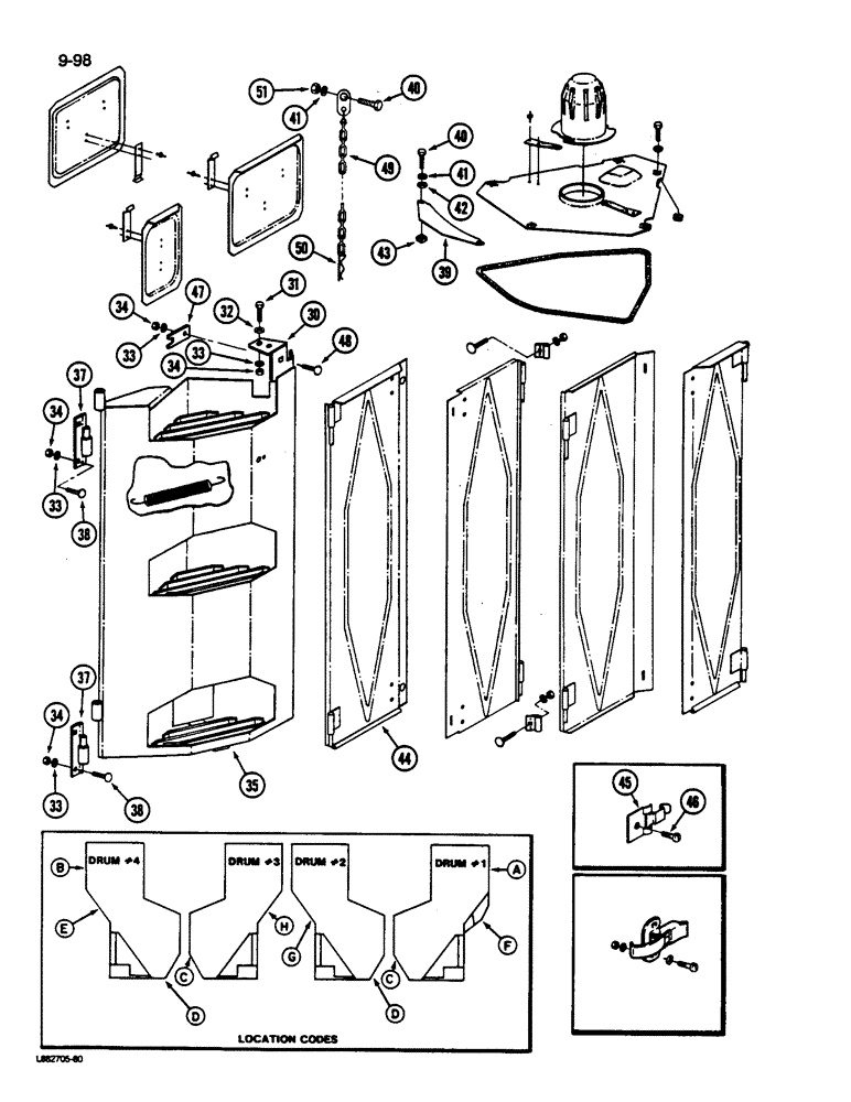 Схема запчастей Case IH 1844 - (9-098) - DOOR, COVER AND STEP, 1844 COTTON PICKER (13) - PICKING SYSTEM