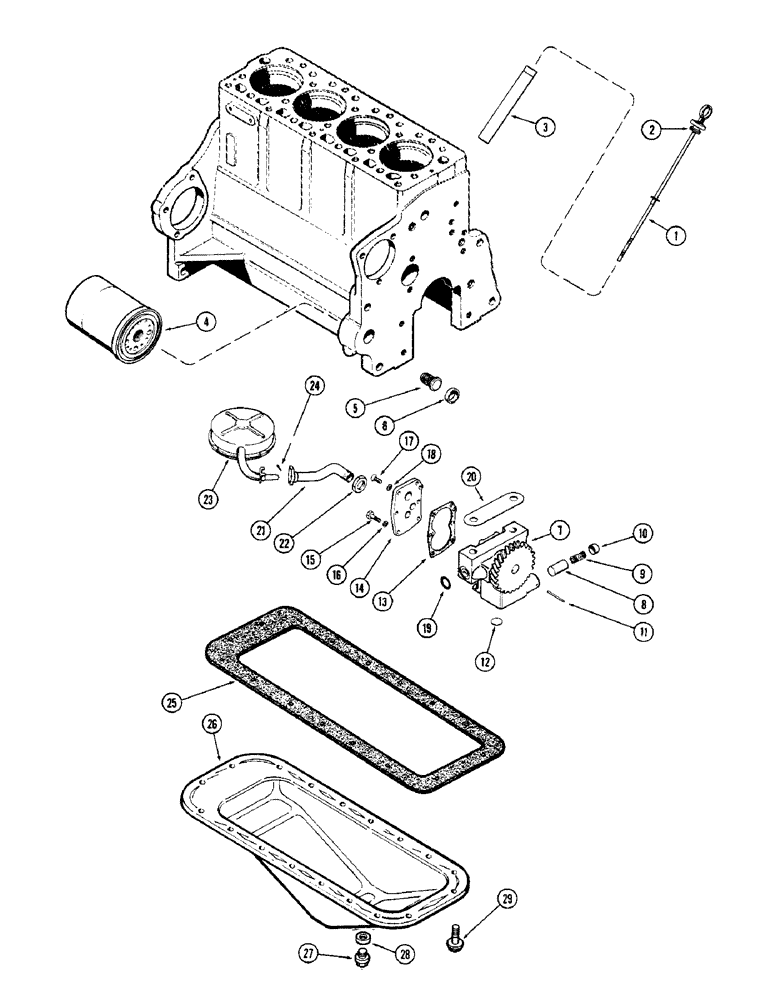 Схема запчастей Case IH 1255 - (040) - OIL PUMP, OIL FILTER, OIL PAN, 188 SPARK IGNITION ENGINE (10) - ENGINE