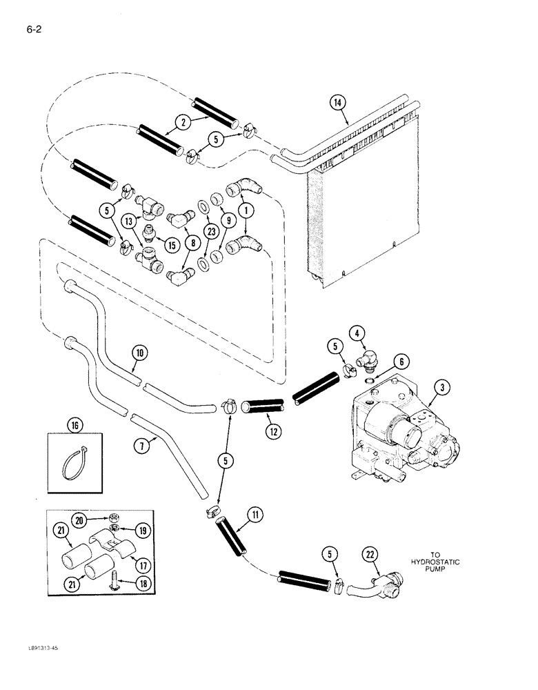 Схема запчастей Case IH 1844 - (6-02) - OIL COOLER SYSTEM (03) - POWER TRAIN