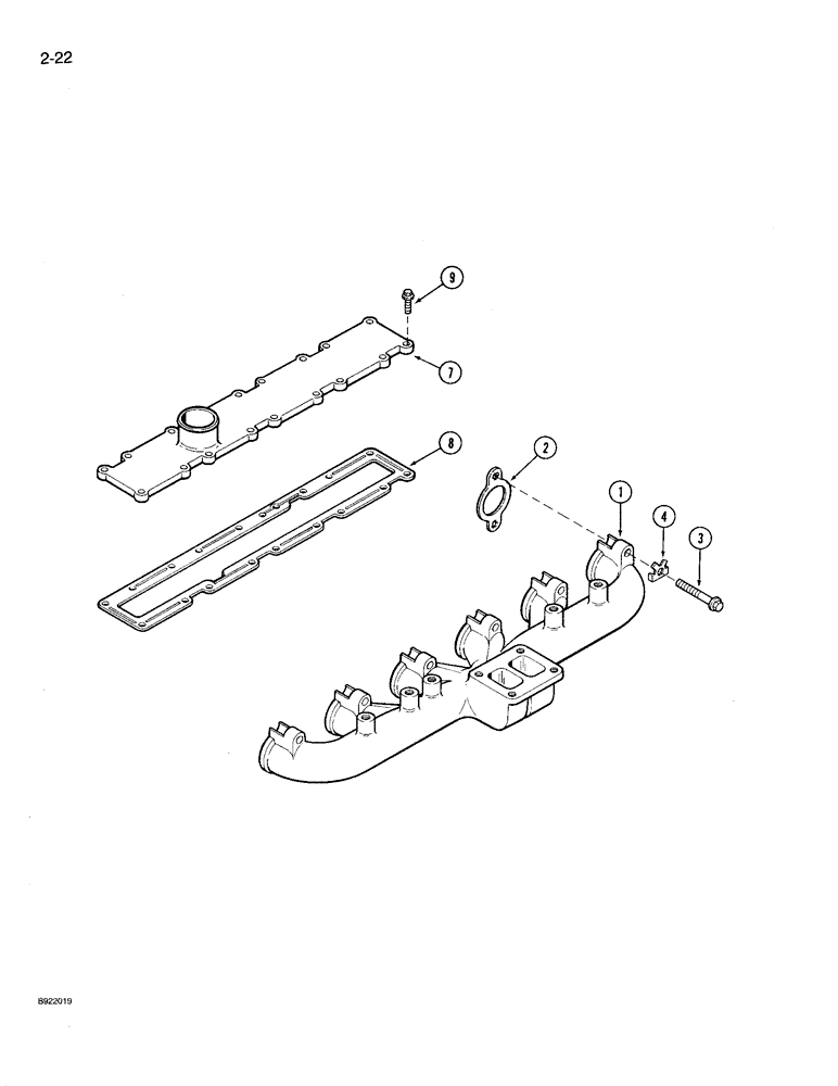 Схема запчастей Case IH 9210 - (2-022) - MANIFOLDS, 6T-830 ENGINE, 9210 TRACTOR ONLY, EXHAUST (02) - ENGINE