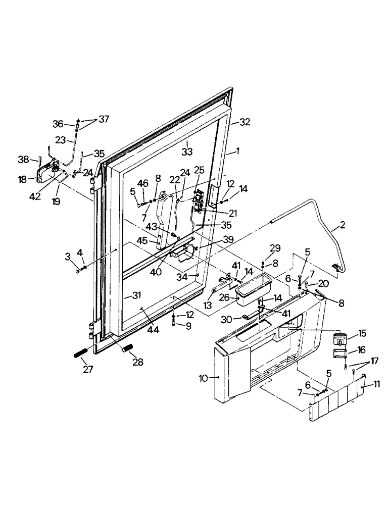 Схема запчастей Case IH KP-1360 - (01-08) - DOOR ASSEMBLY (10) - CAB