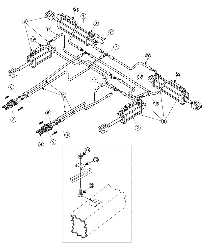 Схема запчастей Case IH 4400 - (08-03) - HYDRAULIC ASSEMBLY - WITHOUT SINGLE POINT DEPTH CONTROL - 18 FOOT 