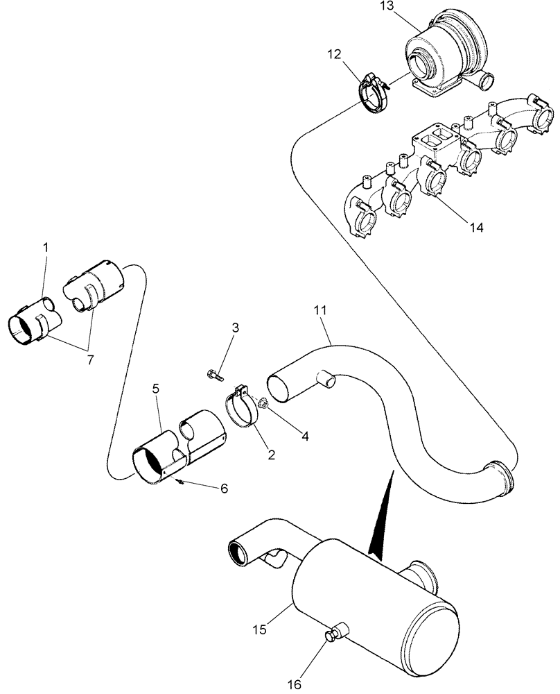 Схема запчастей Case IH 420 - (02-07) - EXHAUST SYSTEM (01) - ENGINE