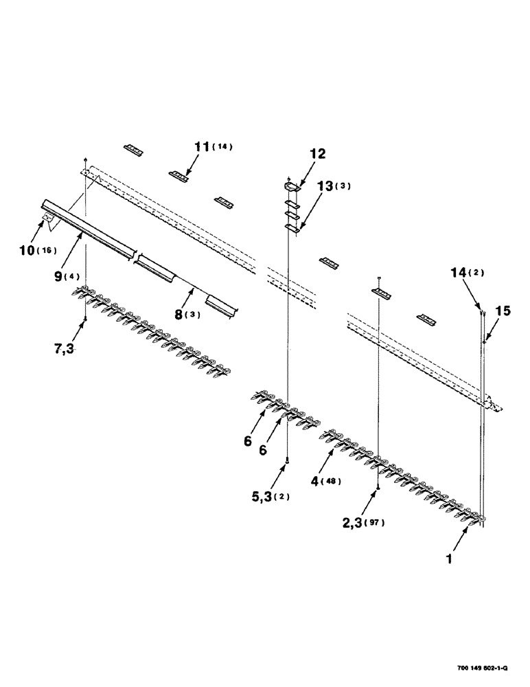 Схема запчастей Case IH 425 - (5-18) - GUARD ASSEMBLY, 25 FOOT (58) - ATTACHMENTS/HEADERS